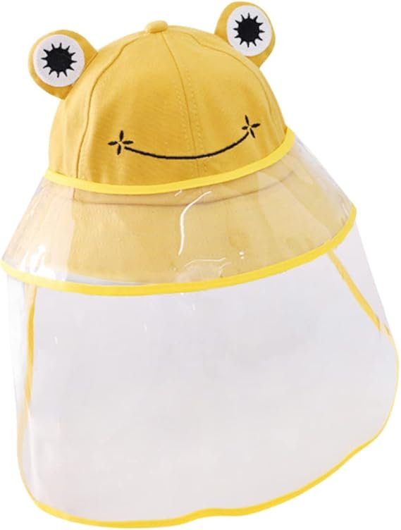 Kids Cartoon Frog Waterproof Rain Hat with Transparent Face Shield – Cute Protective Cap for Boys & Girls (Ages 2-8)