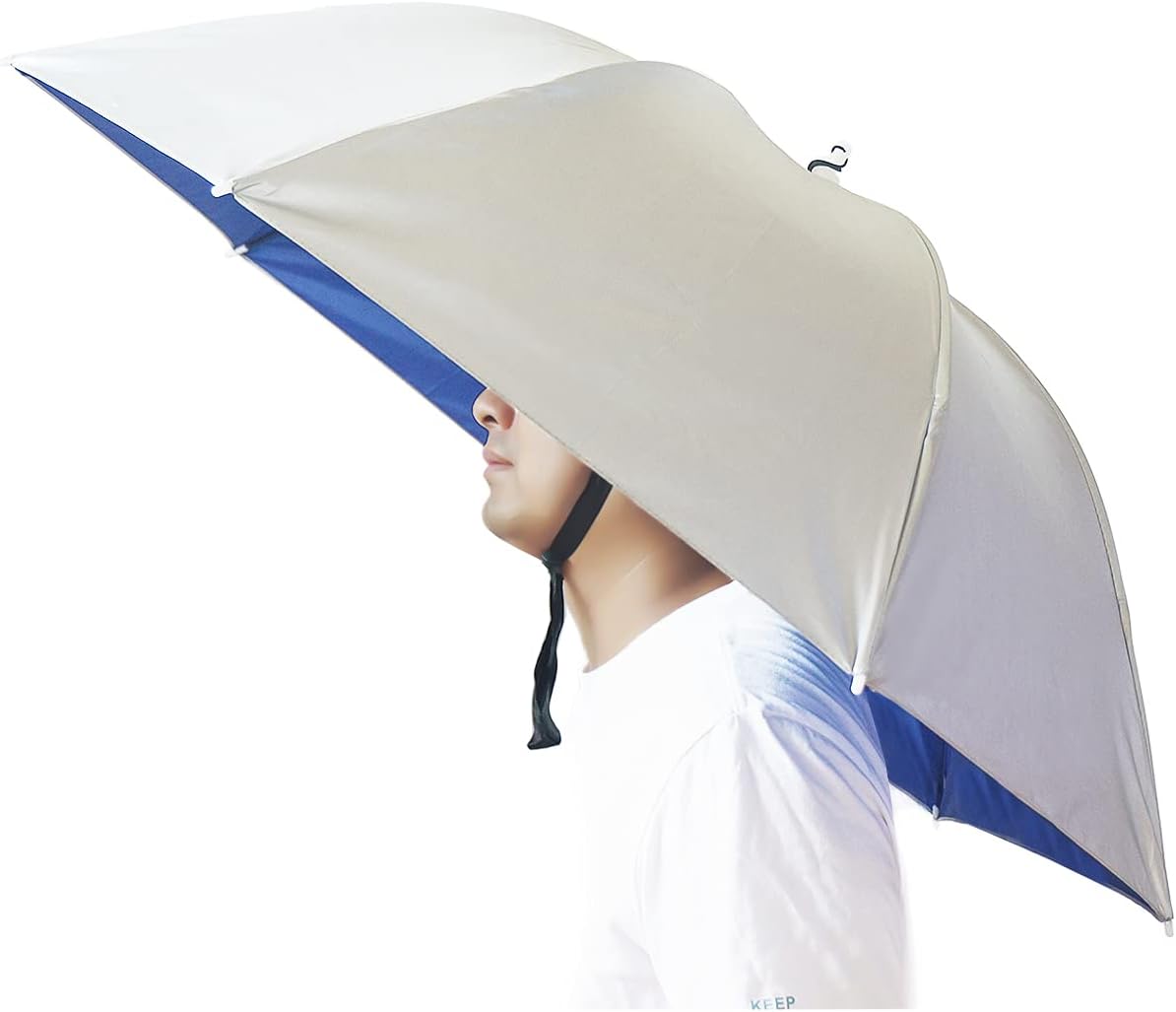 Large Hands-Free Waterproof Umbrella Hat – Foldable Portable Rain & Sun Protection Hat for Outdoor Use, Lightweight and Durable Head Umbrella