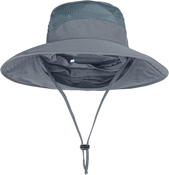 Waterproof Wide Brim Rain Hat with Neck Flap – Outdoor Rainproof & Sun Protection Hat, Adjustable for Men and Women