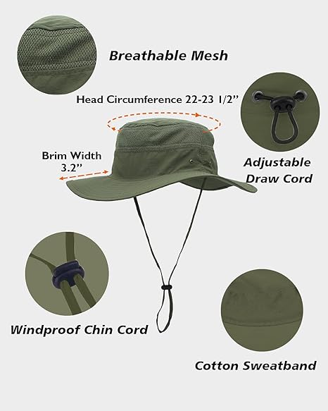 Outdoor Waterproof Rain Hat – Breathable Mesh Sun & Rain Protection Hat with Adjustable Windproof Chin Strap
