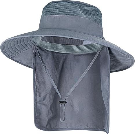 Waterproof Wide Brim Rain Hat with Neck Flap – Outdoor Rainproof & Sun Protection Hat, Adjustable for Men and Women