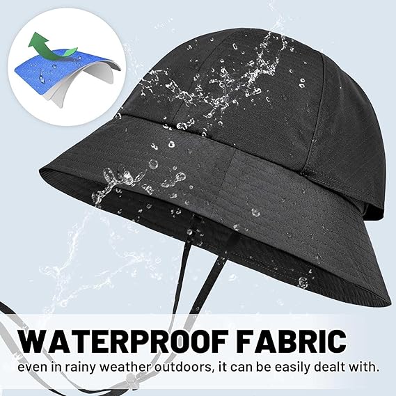 Waterproof Bucket Rain Hat with Adjustable Chin Strap – Unisex Outdoor Rainproof and Sun Protection Hat