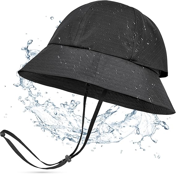 Waterproof Bucket Rain Hat with Adjustable Chin Strap – Unisex Outdoor Rainproof and Sun Protection Hat