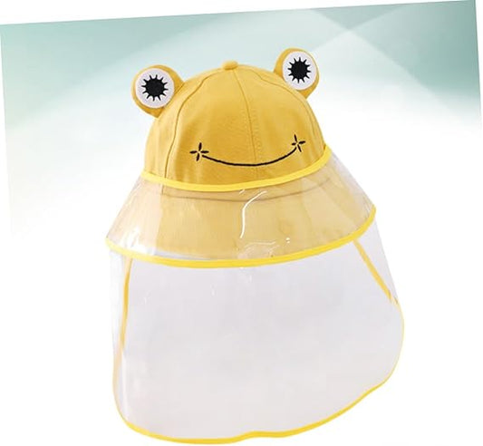 Kids Cartoon Frog Waterproof Rain Hat with Transparent Face Shield – Cute Protective Cap for Boys & Girls (Ages 2-8)
