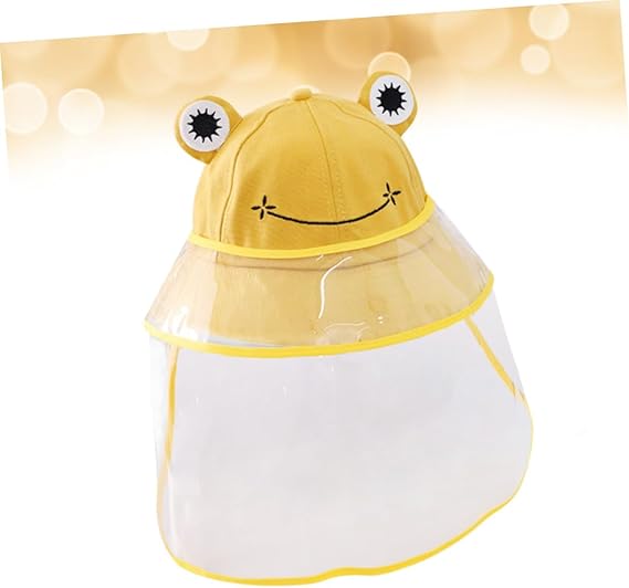 Kids Cartoon Frog Waterproof Rain Hat with Transparent Face Shield – Cute Protective Cap for Boys & Girls (Ages 2-8)