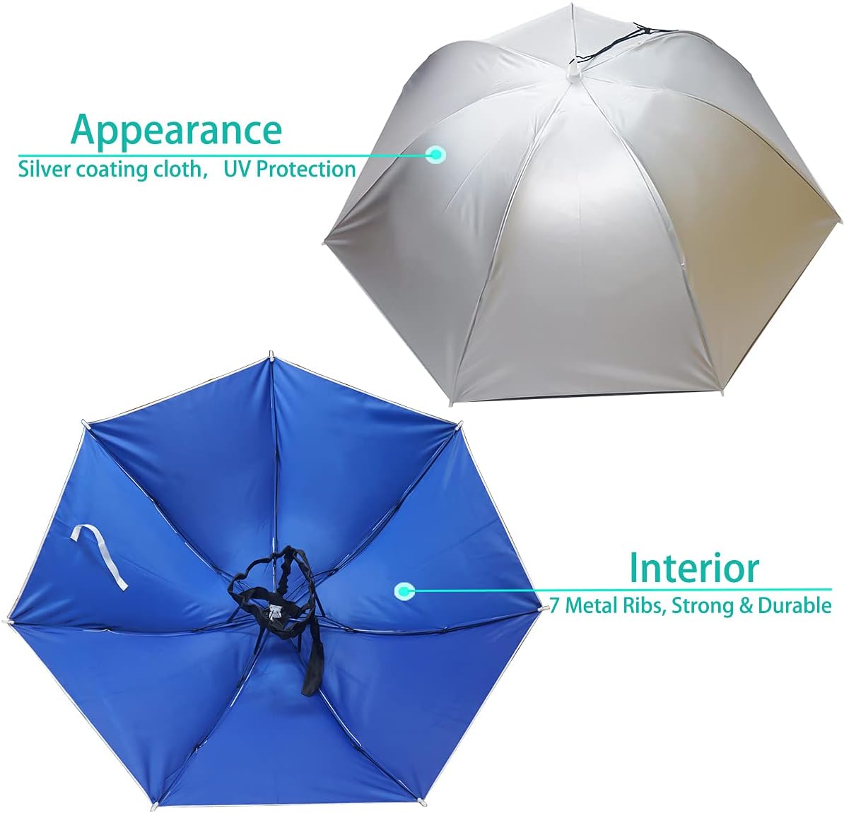 Large Hands-Free Waterproof Umbrella Hat – Foldable Portable Rain & Sun Protection Hat for Outdoor Use, Lightweight and Durable Head Umbrella