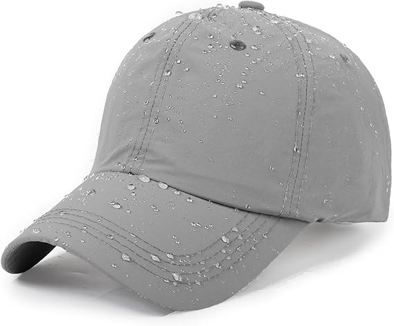 Grey Waterproof Rain Hat – Unisex Outdoor Quick-Dry Breathable Baseball Cap with Adjustable Strap