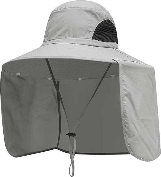 Outdoor Waterproof Wide Brim Rain Hat with Adjustable Hood, Breathable Design, Neck Cape, and Chin Strap – Lightweight Multi-Purpose Protective Hat
