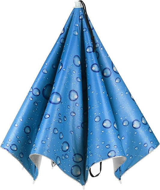 Large Hands-Free Waterproof Umbrella Hat – Blue Rainproof and Sun-Protective Head Umbrella, Foldable and Portable for Outdoor Cycling, Fishing, Hiking, and Camping