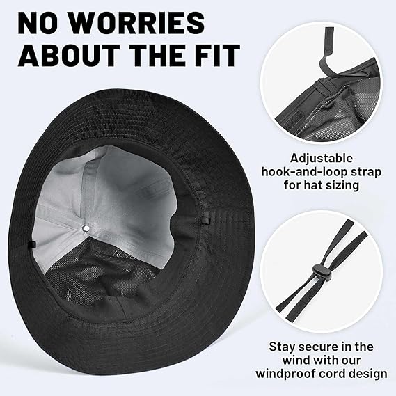 Waterproof Bucket Rain Hat with Adjustable Chin Strap – Unisex Outdoor Rainproof and Sun Protection Hat