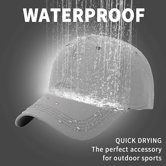 Grey Waterproof Rain Hat – Unisex Outdoor Quick-Dry Breathable Baseball Cap with Adjustable Strap