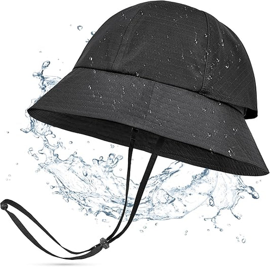 Waterproof Bucket Rain Hat with Adjustable Chin Strap – Unisex Outdoor Rainproof and Sun Protection Hat