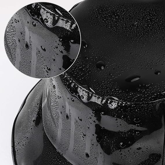Shiny Black Waterproof Bucket Hat – Unisex PU Rain Hat, Outdoor Windproof & Sun Protection Hat, Fashion Glossy Style